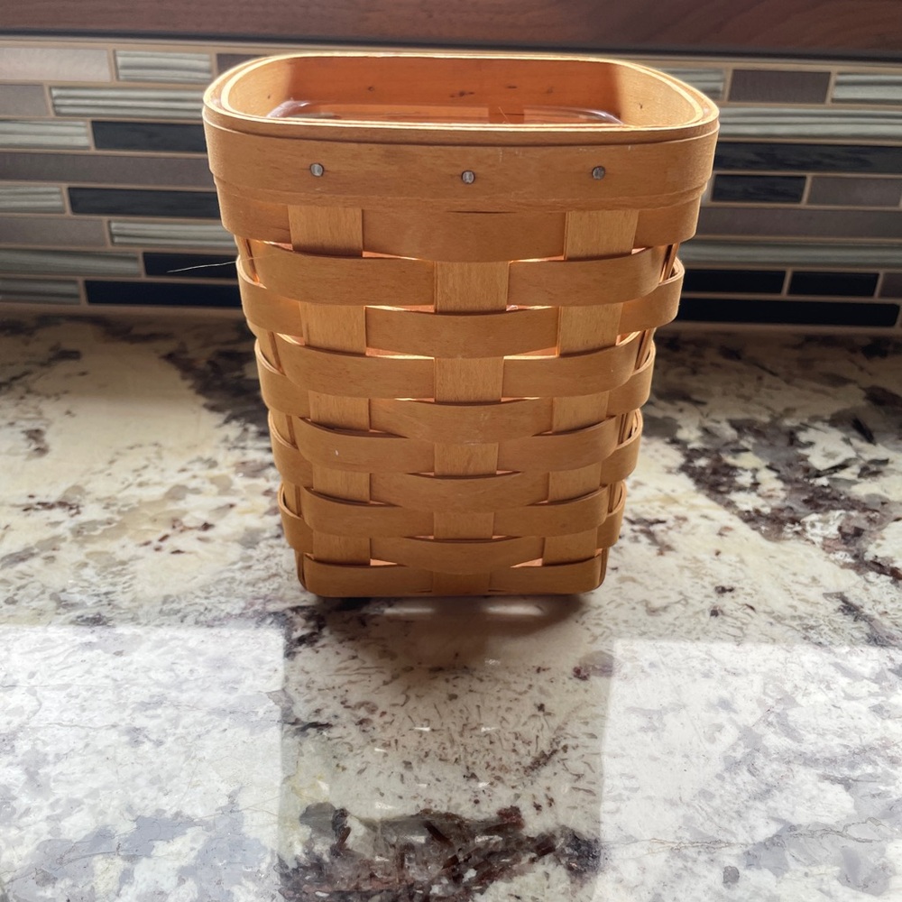 Longaberger Basket Vintage 1999 Mini 6" Tall Handwoven Clear Plastic Liner